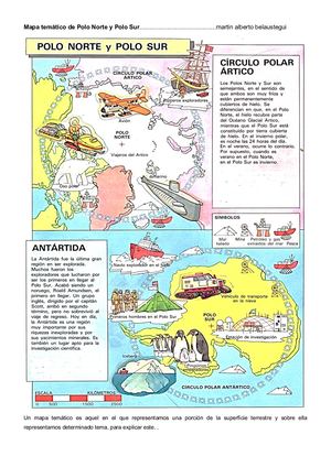 Polos Norte y Sur mapa temático con actividad