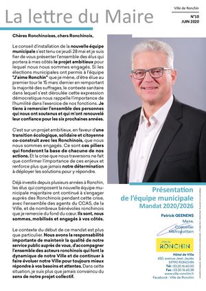 Lettre du maire n°10 - Juin 2020