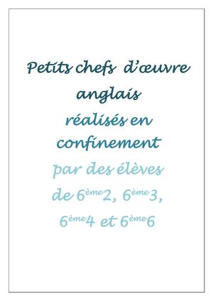 Petits chefs d’œuvres confinés en anglais