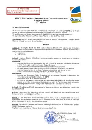 Arrêté Délégation Fonction Et Signature BRAUD .