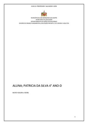 4º Ano D Adaptada Patrícia Bloco 4 Ok
