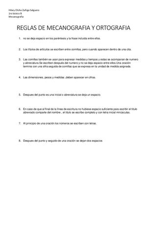 Reglas De Mecanografia Y Ortografia