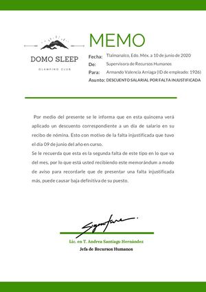 Memorándum Domo Sleep