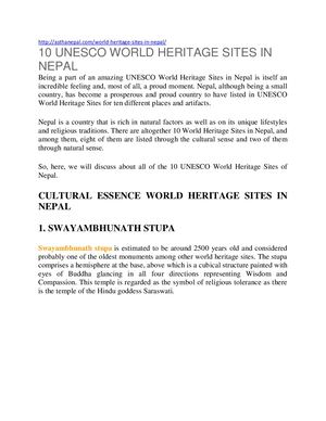 10 UNESCO WORLD HERITAGE SITES IN NEPAL