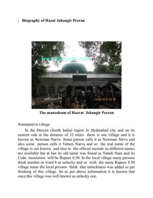 Biography Of Hazat Jahangir Peeran  Saheb Hyderabad