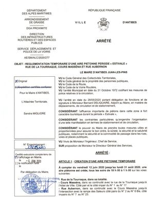 Réglementation zone piétonne Antibes