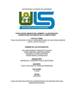 Plan De Negocio Optica Avplus