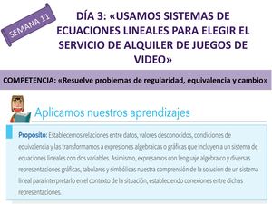 SEMANA 11. AEC. SISTEMAS DE ECUACIONES LINEALES CON DOS INCÓGNITAS