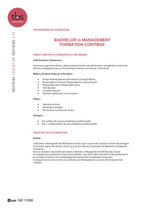 TBS - Programme EXEC Bachelor 2020