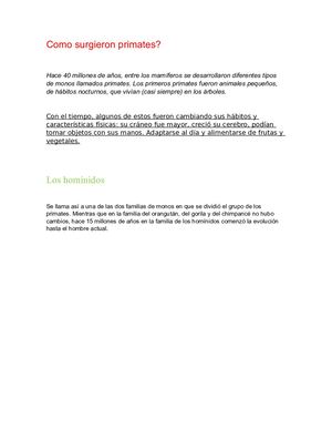 Como Surgieron Primates