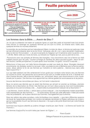 Feuille Paroissiale - Juin 2020