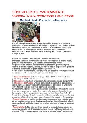 Cómo Aplicar El Mantenimiento Correctivo Al Hardware Y Software