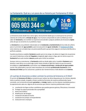 La fontaneria Que es y un poco de su historia por Fontaneros El Altet
