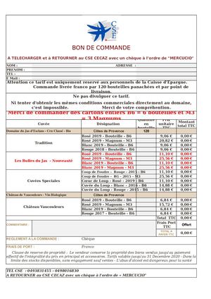 Bon Commande Ce Caisse D'epargne Jas D'esclans 2020