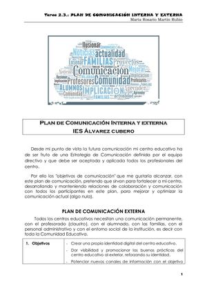 Tarea Plan De Comunicación Interna Y Externa