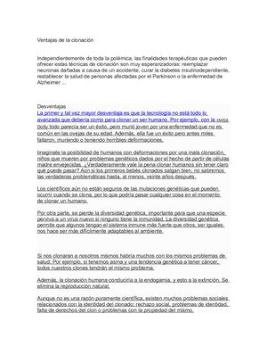 Ventajas y Desventajas De La Clonación
