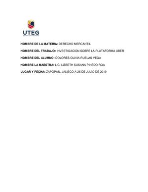 Derecho Mercantil Uber Trabajo