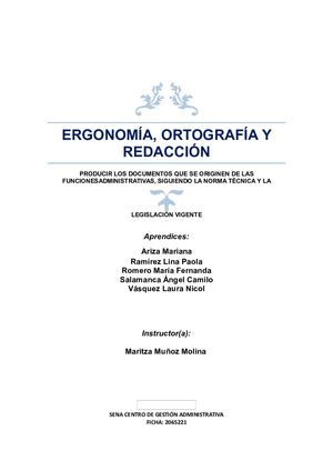 ERGONOMÍA, ORTOGRAFÍA Y REDACCIÓN