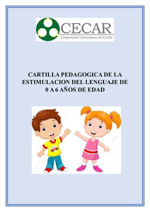 Cartilla Pedagogica De La Estimulacion Del Lenguaje De 0 A 6 Años De Edad