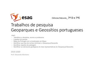 7º ano_Geoparques e Geossítios portugueses_Trabalhos de pesquisa