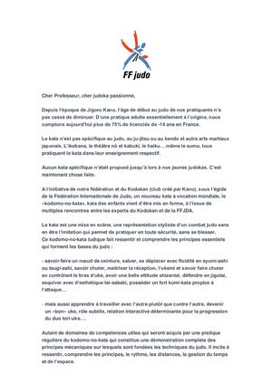 Lettre Aux Enseignants Kodomo No Kata