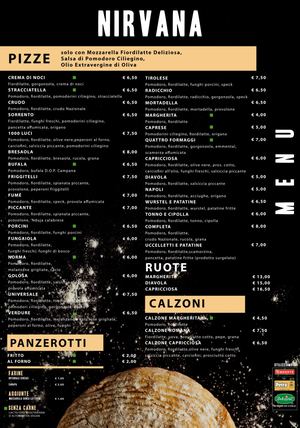 Menu Nirvana Pizzeria Da Orlando