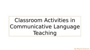 Classroom Activities