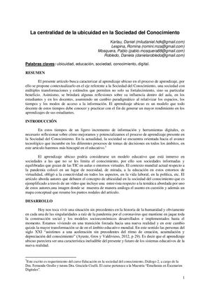 La Centralidad De La Ubicuidad En La Sociedad Del Conocimiento