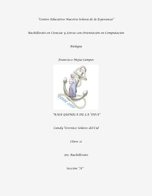 Biología, Base Química De La Vida