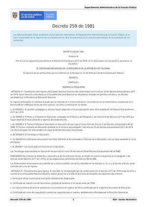 Decreto 259 De 1981