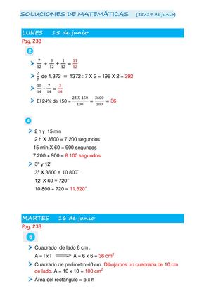 Soluciones Matemáticas del 15 al 19 de junio