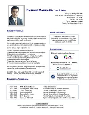 Curriculum Vitae Coach Empresarial Enrique Campa 2020