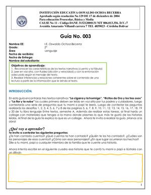 Guia De Lenguje Grado 2 Ie Oob