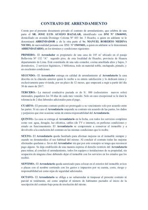 Contrato De Arrendamiento