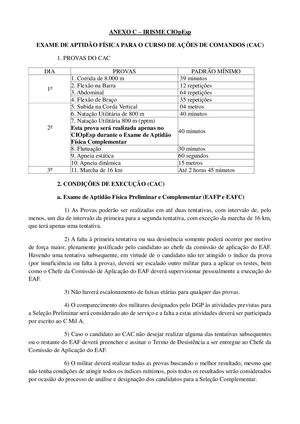 Exame de Aptidão Física Preliminar e Complementar (EAFP e EAFC) CAC 2017