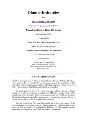 SWAMI SIVANANDA COMO VIVIR CIEN ANOS