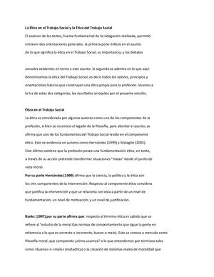 La ÉTica En El Trabajo Social Y La ÉTica Del Trabajo Social
