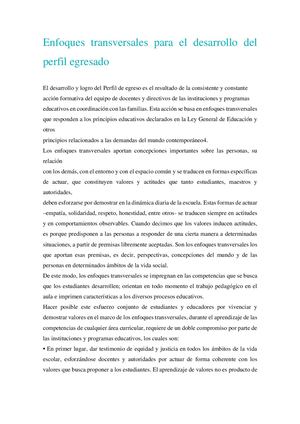 Enfoques Transversales Para El Desarrollo Del Perfil Egresado