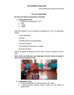 Actividades Miercoles 24 06 2020