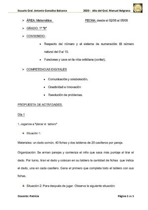 Propuesta para PRIMER GRADO