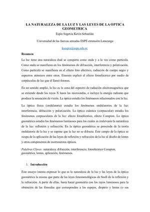 Ensayo La Naturaleza Optica Geometrica