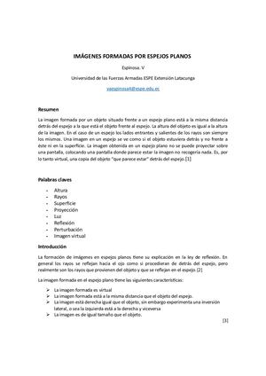 Ensayo Imagenes Formadas En Espejos Planos Victor Espinosa