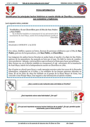 Ficha 16 Historia, Costumbre De Chorrillos