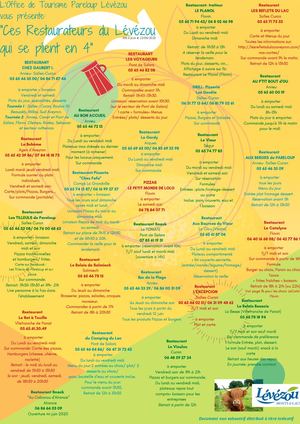 Ces restaurants qui proposent la vente à emporter ou la livraison au 23 Juin 2020