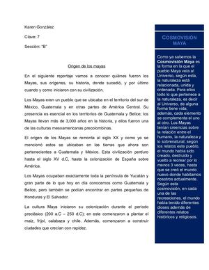 Periodico Origen De Los Mayas