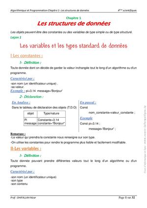 Chapitre 1 Structures De Données