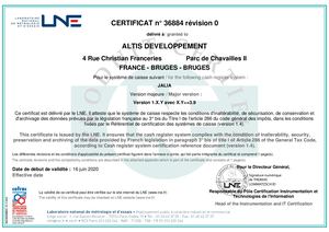 CERTIFICAT LNE - JALIA
