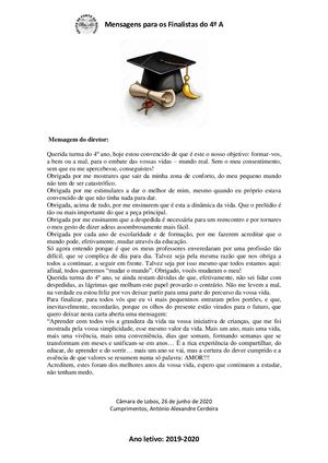 Mensagens Para Os Finalistas 19 20