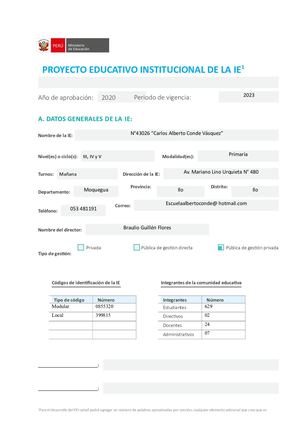 Proyecto Educativo Institucional 2020 2023