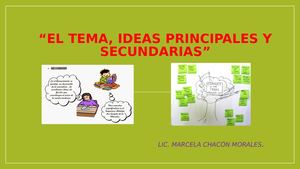 El Tema, Ideas Principales Y Secundarias